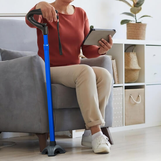 One-Button Adjustable Walking Cane